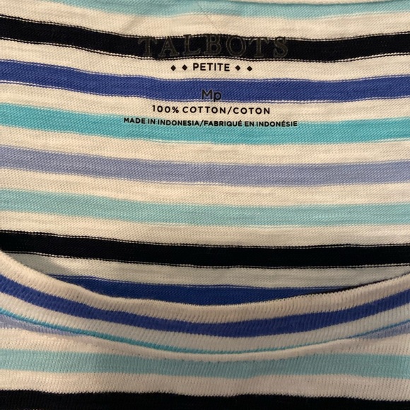 Striped Talbots tee w button details, high low hemline - Picture 3 of 6